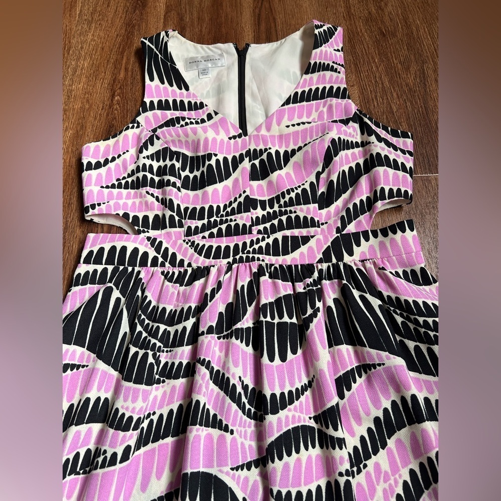 Anthropologie Donna Morgan Dagny Pink Black Cutout Sleeveless Midi Dress Size 10 - Picture 4 of 8